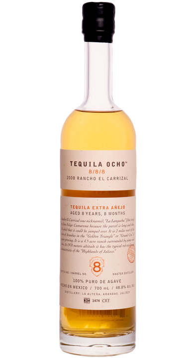 Tequila Ocho Ocho Tequila 8/8/8 - Rancho El Carrizal Extra Añejo, the bottle reviewed