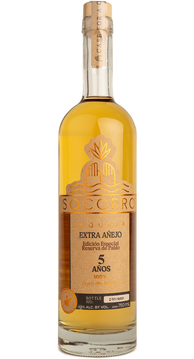 Socorro Tequila Extra Añejo 5 Años, the bottle reviewed