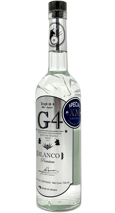 Tequila G4 Blanco 108 (XM), the bottle reviewed